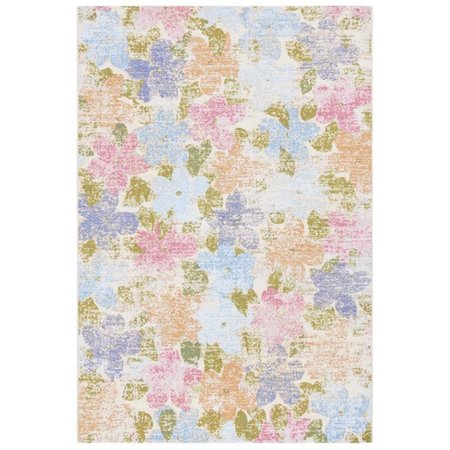 SAFAVIEH 8 ft. x 10 ft. 5 in. Summer Contemporary Rectangle Power Loomed Rug Blue & Pink SMR410M-8